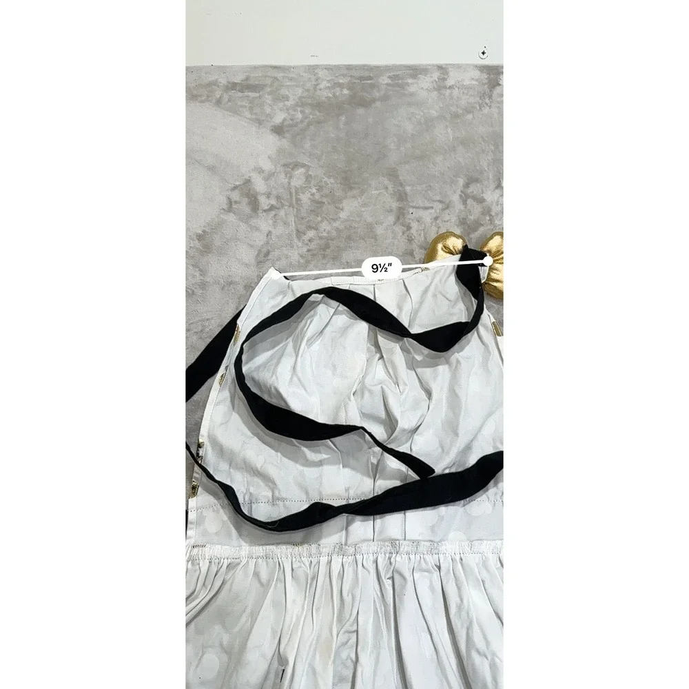 Official Disney Parks Minnie Mouse Hostess Apron White Gold Metallic Polka Dot